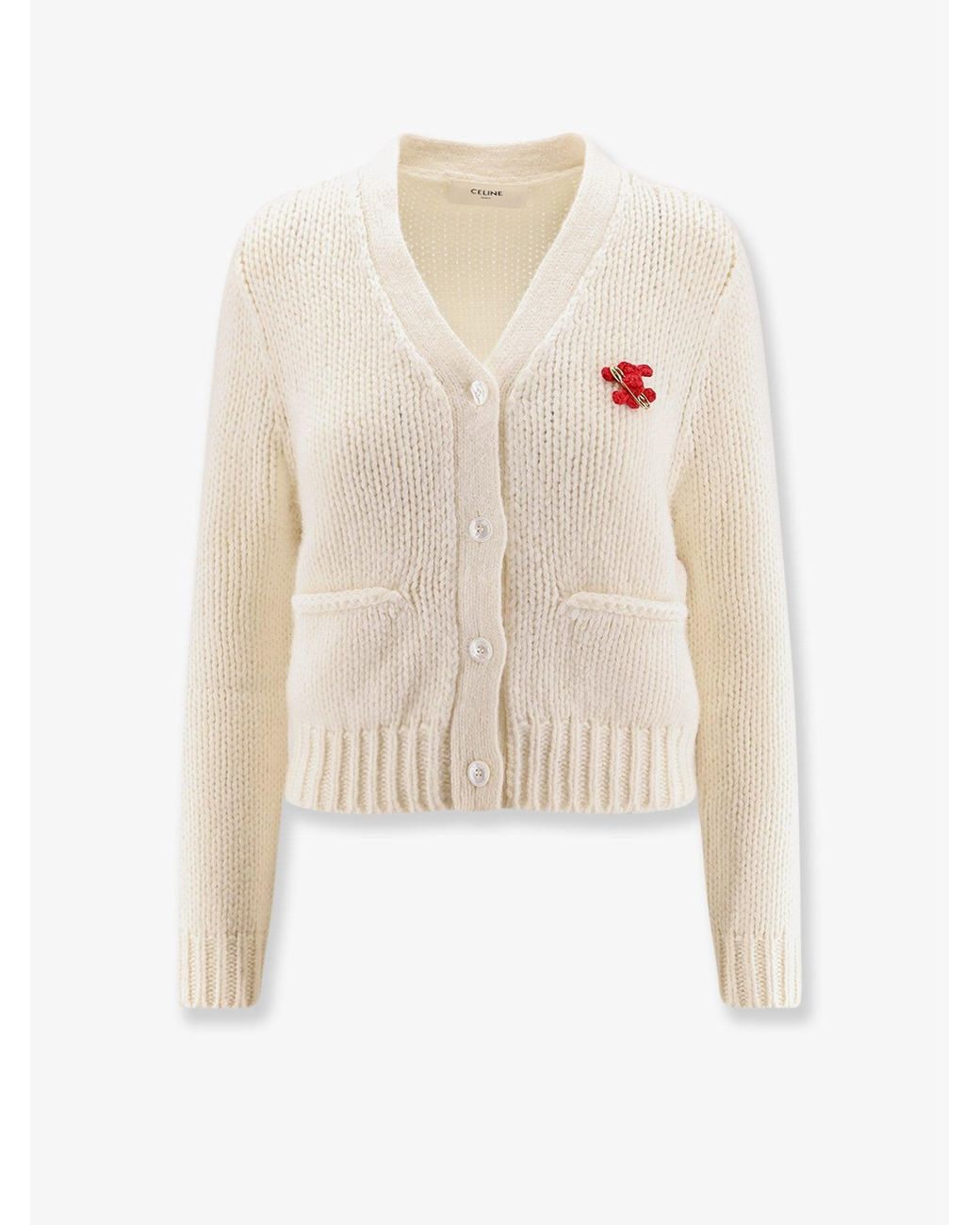 Céline White Silk And Cashmere Cardigan