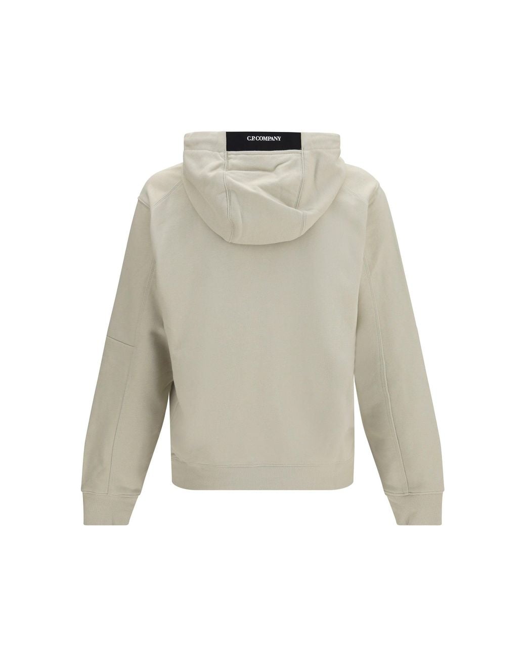 C P Company White Diagonal-Weave Cotton Hooded Sweatshirt Birch for men