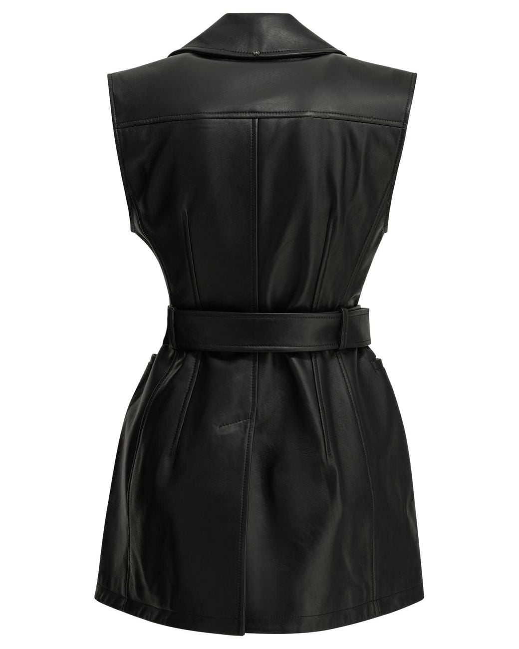 Max Mara Black Sleeveless Leather Jacket