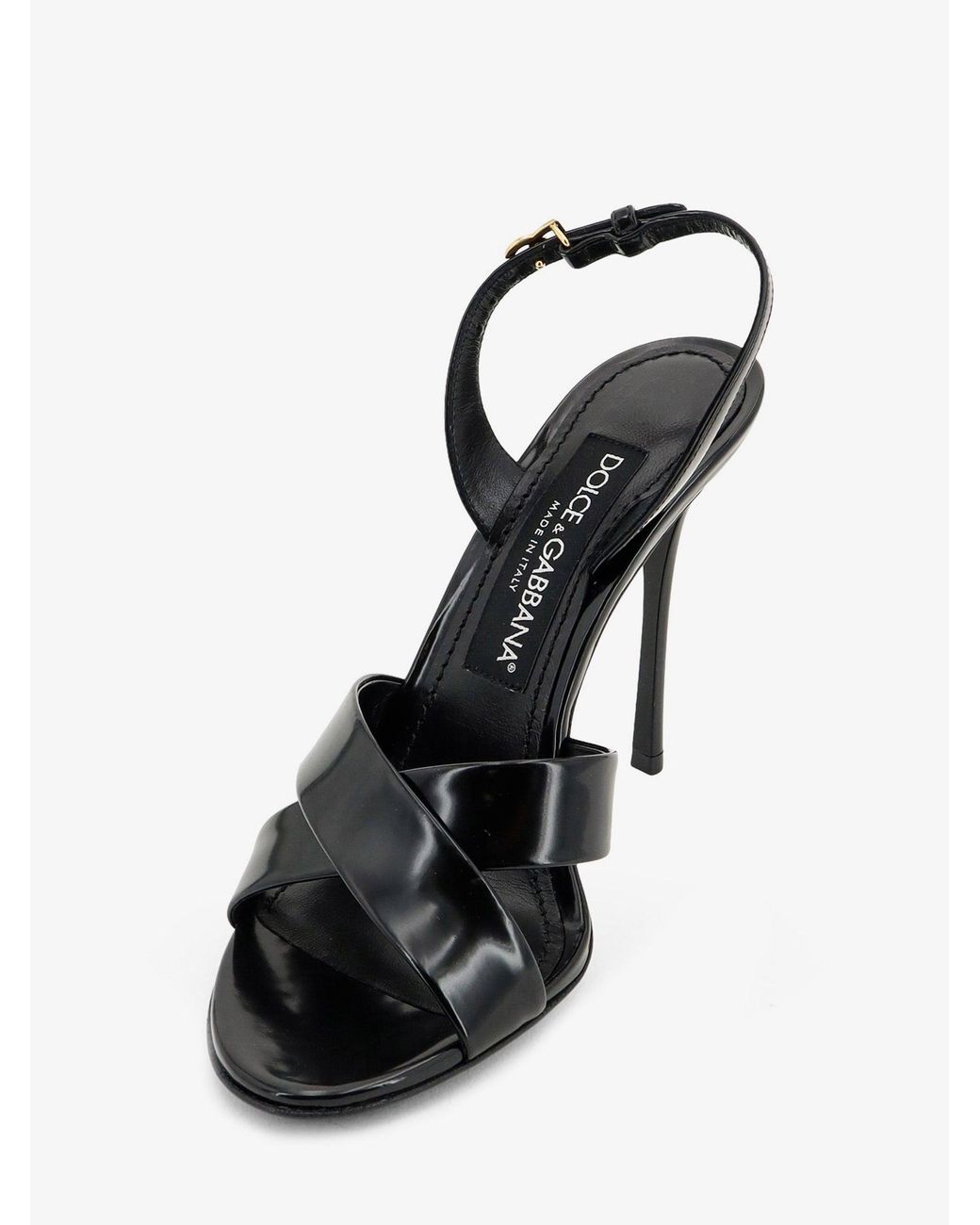 Dolce & Gabbana Black Keira Shiny Calfskin Leather Sandals