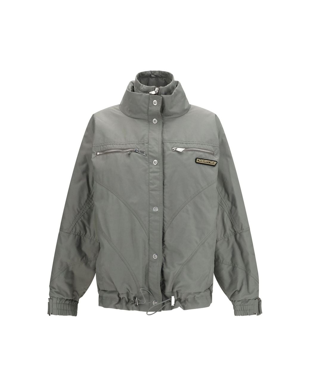 The Attico Gray High-Neck Bomber With Zips