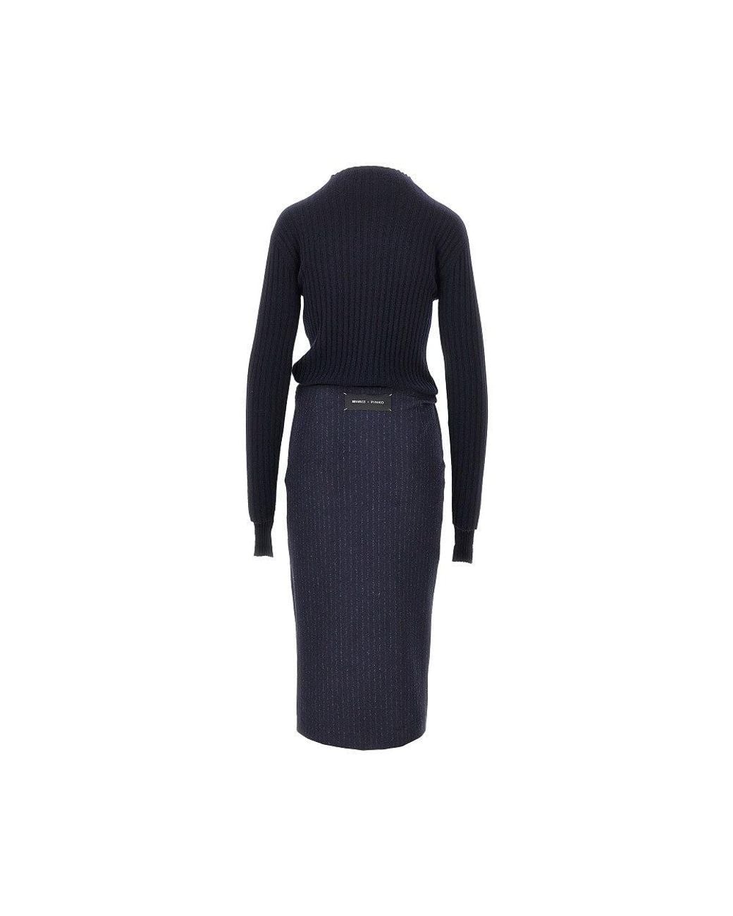 Pinko Blue Knitted Midi Dress
