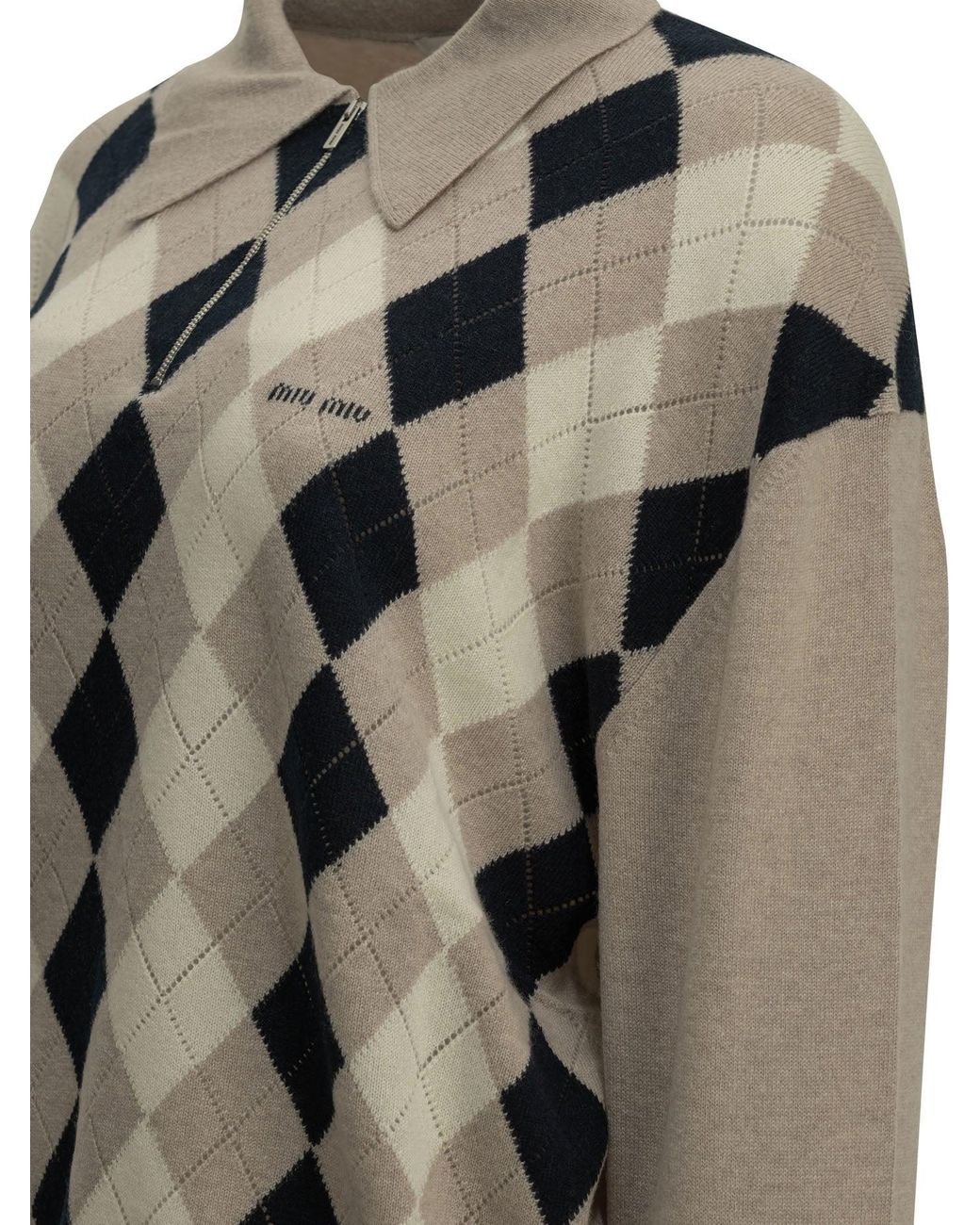 Miu Miu Brown Cashmere Polo Sweater