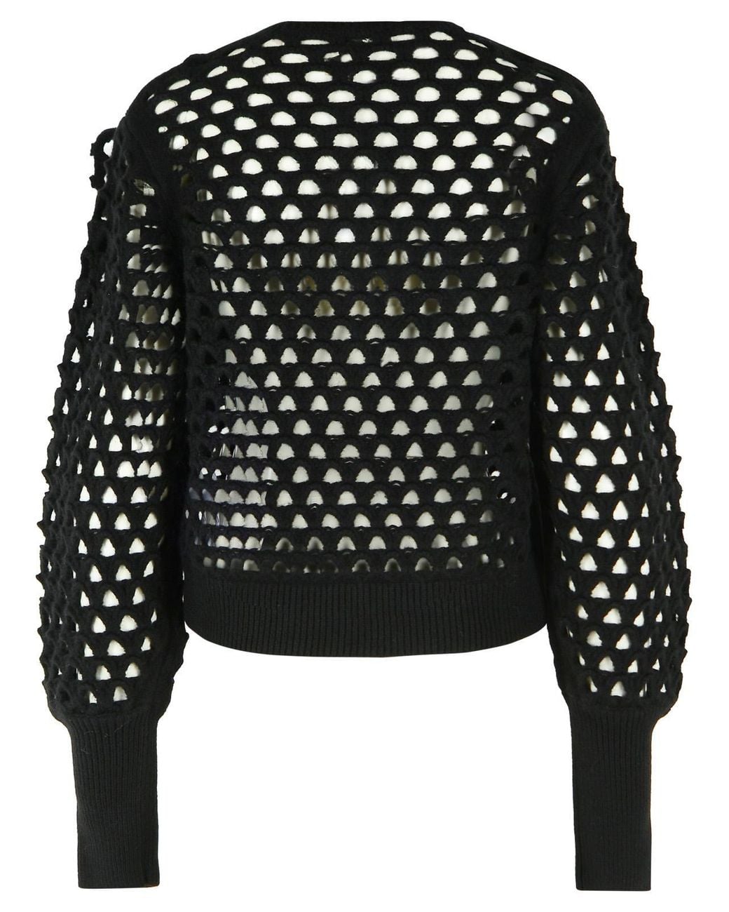 Blumarine Black Rose Detail Openwork Wool Cardigan