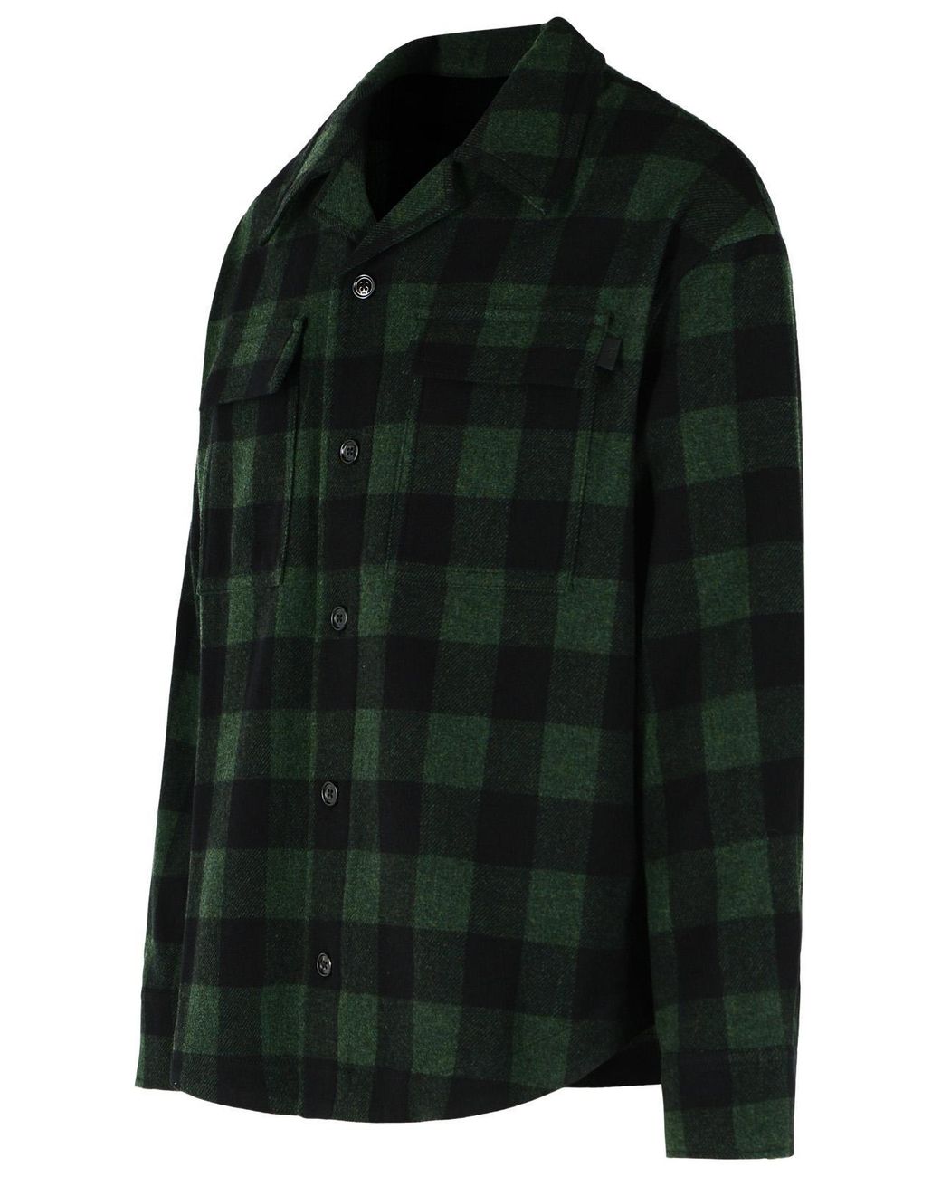 AMI Black Check Wool Overshirt for men