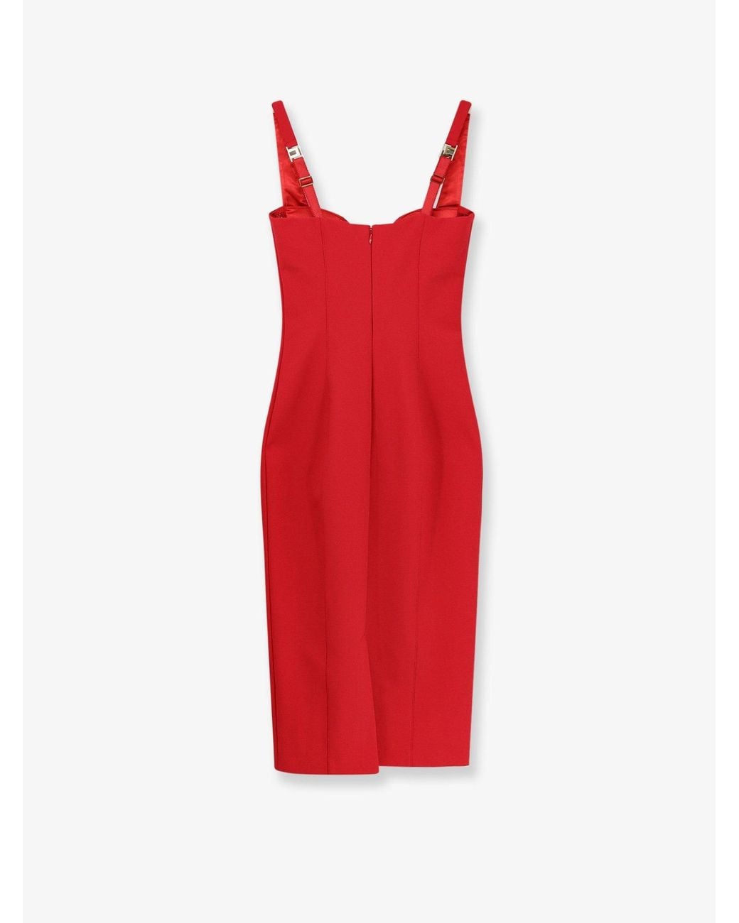 Elisabetta Franchi Red Fitted Stretch Midi Dress