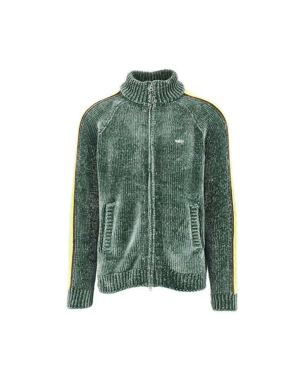 Obey Green Chenille Cardigan With Logo Embroidery for men