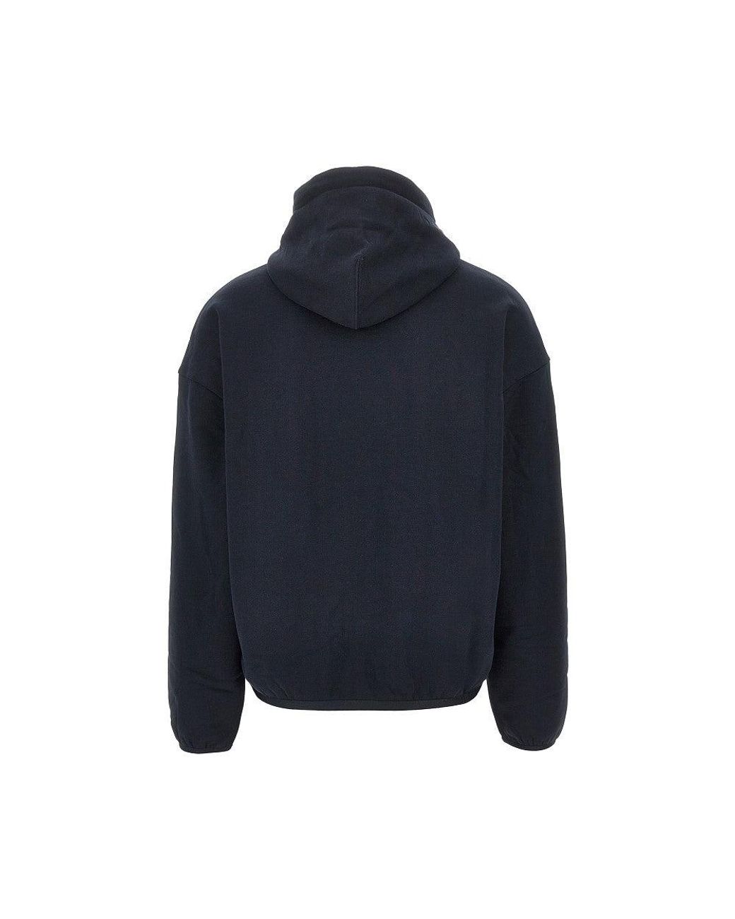 Emporio Armani Blue Cotton And Silk Hoodie for men