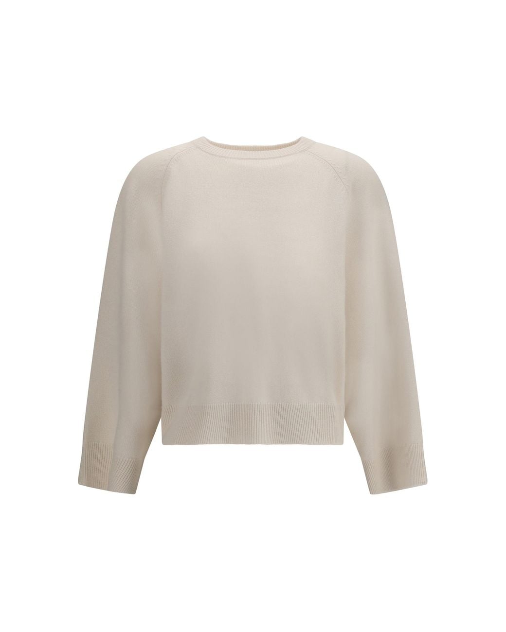 Brunello Cucinelli White Cashmere Crewneck Sweater