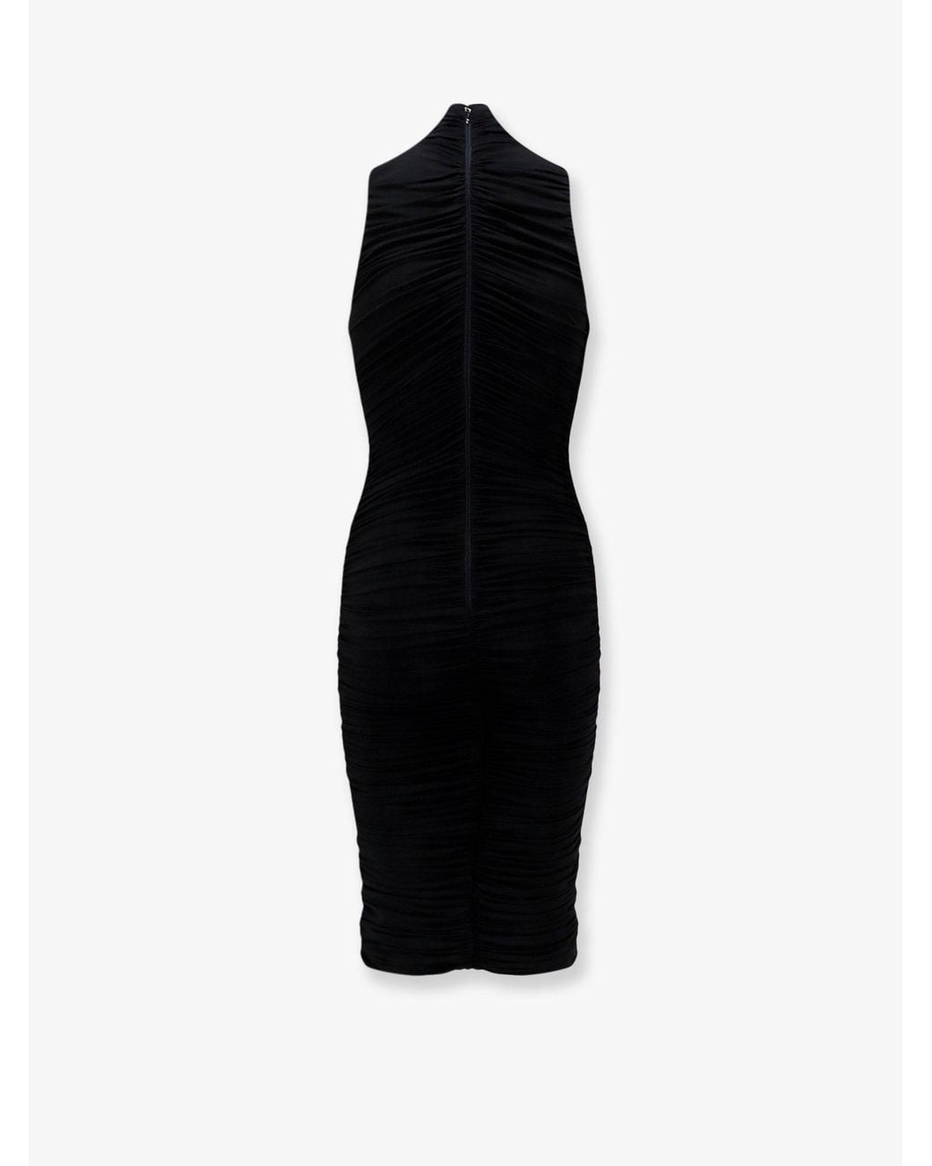 Elisabetta Franchi Black Draped Midi Dress