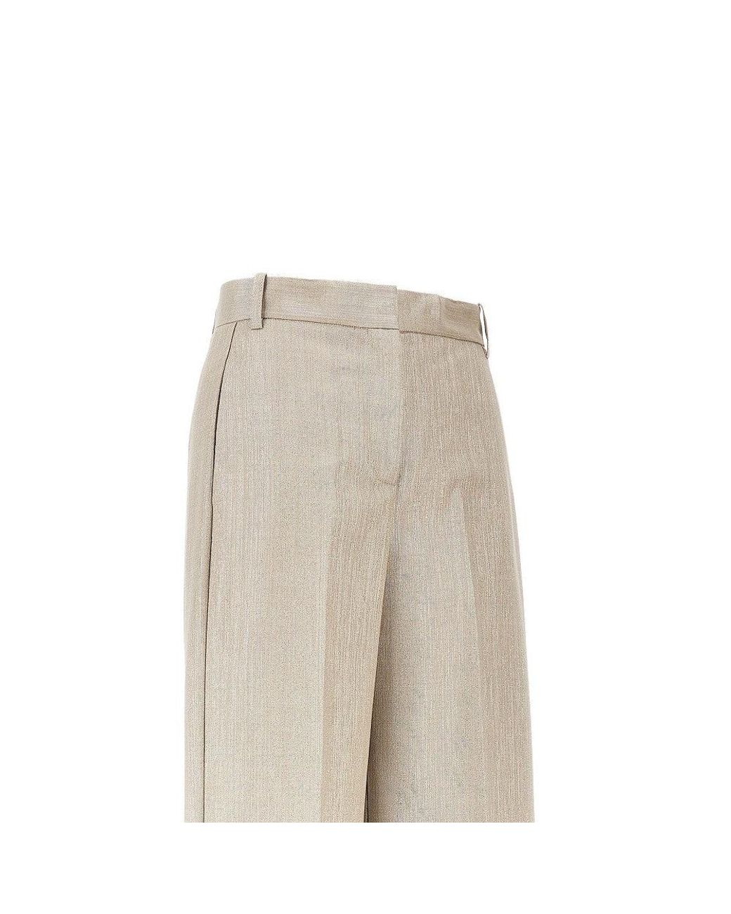 Pinko Natural Lurex Viscose And Wool-Blend Pants