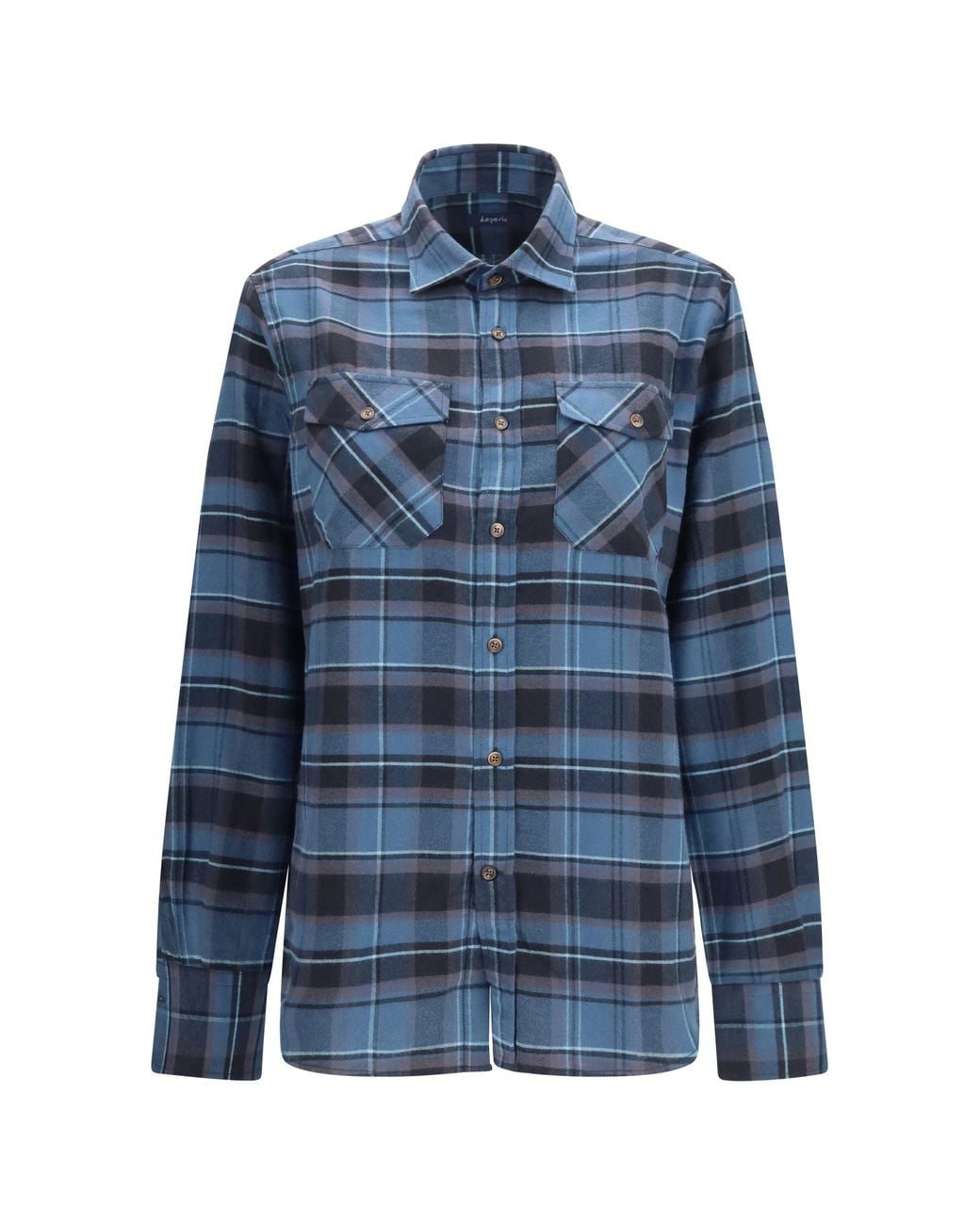 Deperlu Blue Raymond Checked Shirt for men