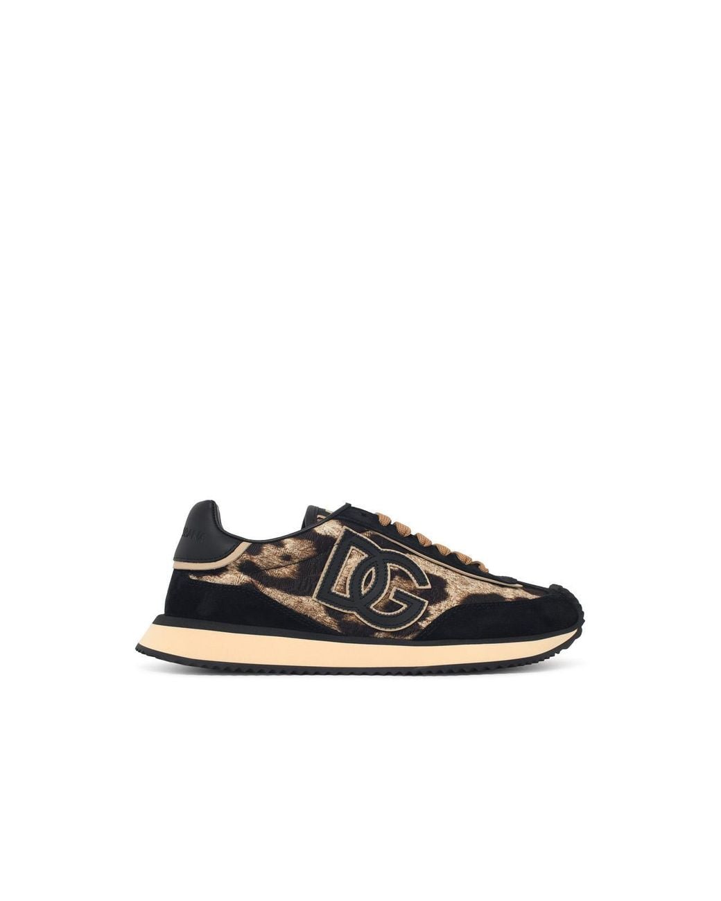 Dolce & Gabbana White Dolce & Gabbana 'Cushion' Leopard Print Suede Blend Sneakers