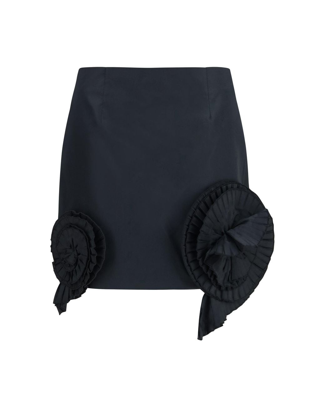 Blumarine Blue Crepe Mini Skirt With Floral Appliqué