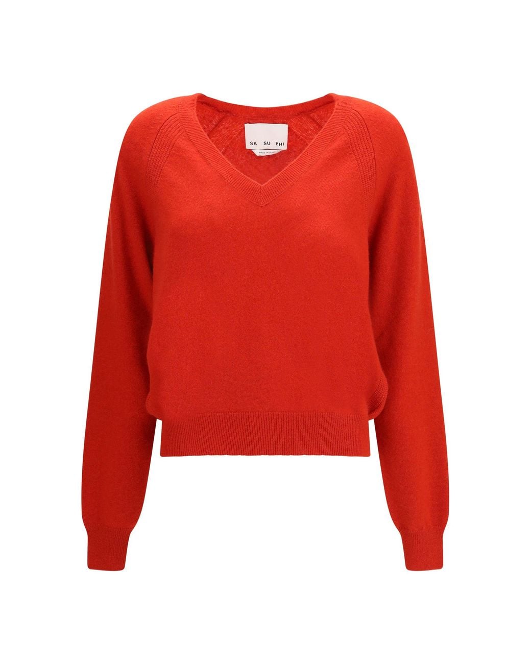 Sa Su Phi Red V Neck Cashmere Blend Sweater