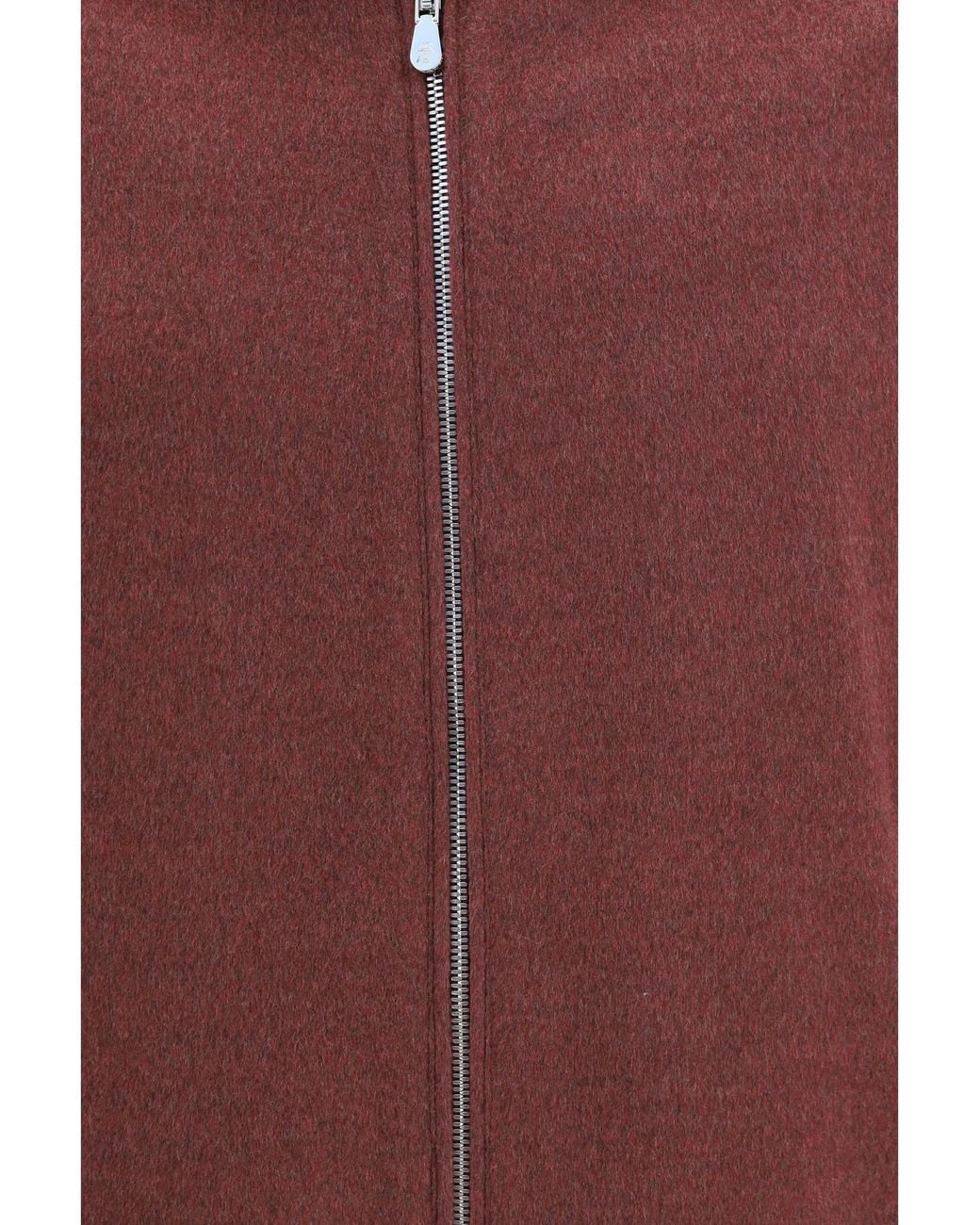Brunello Cucinelli Red Wool Zip Jacket Lava for men