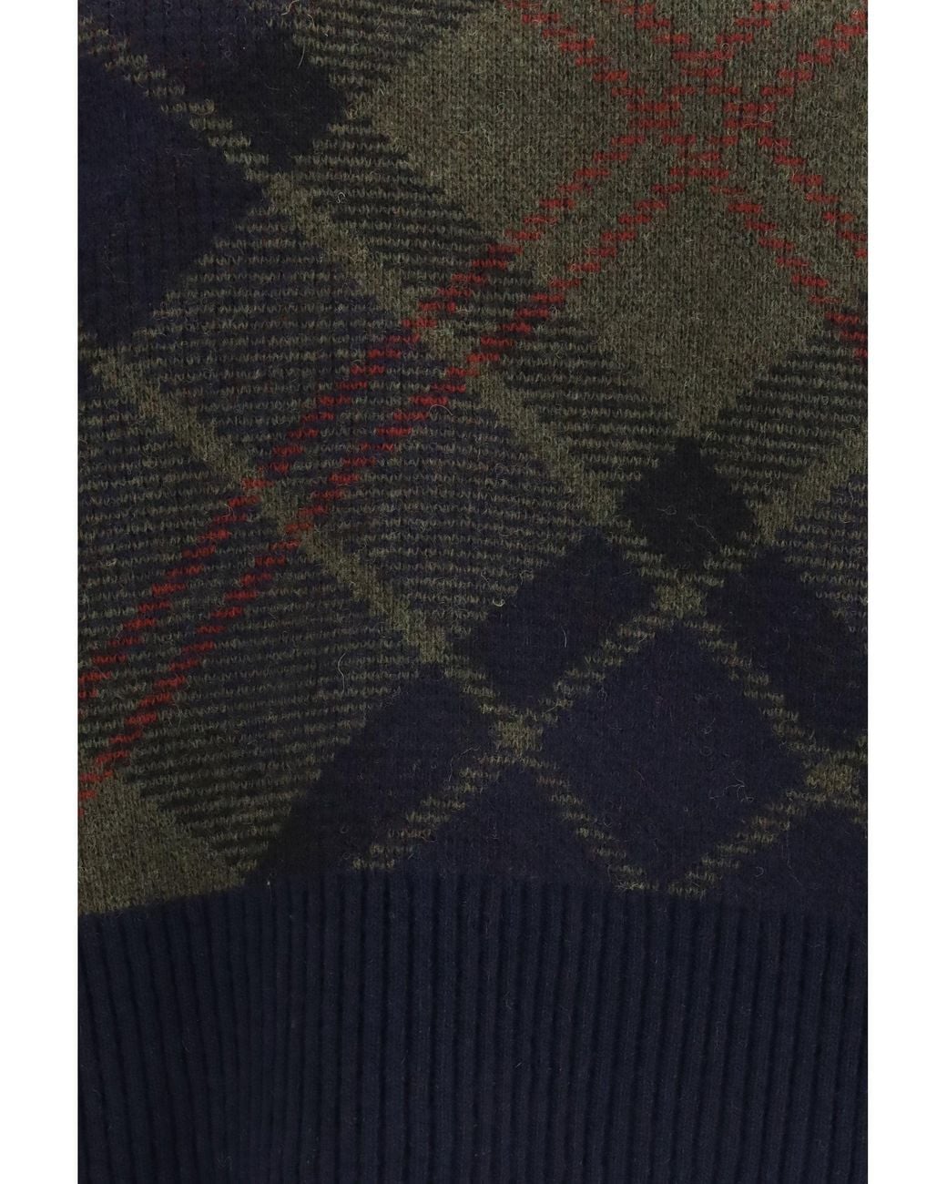 Barbour Blue Shae Tartan Wool V-Neck Sweater Tartan