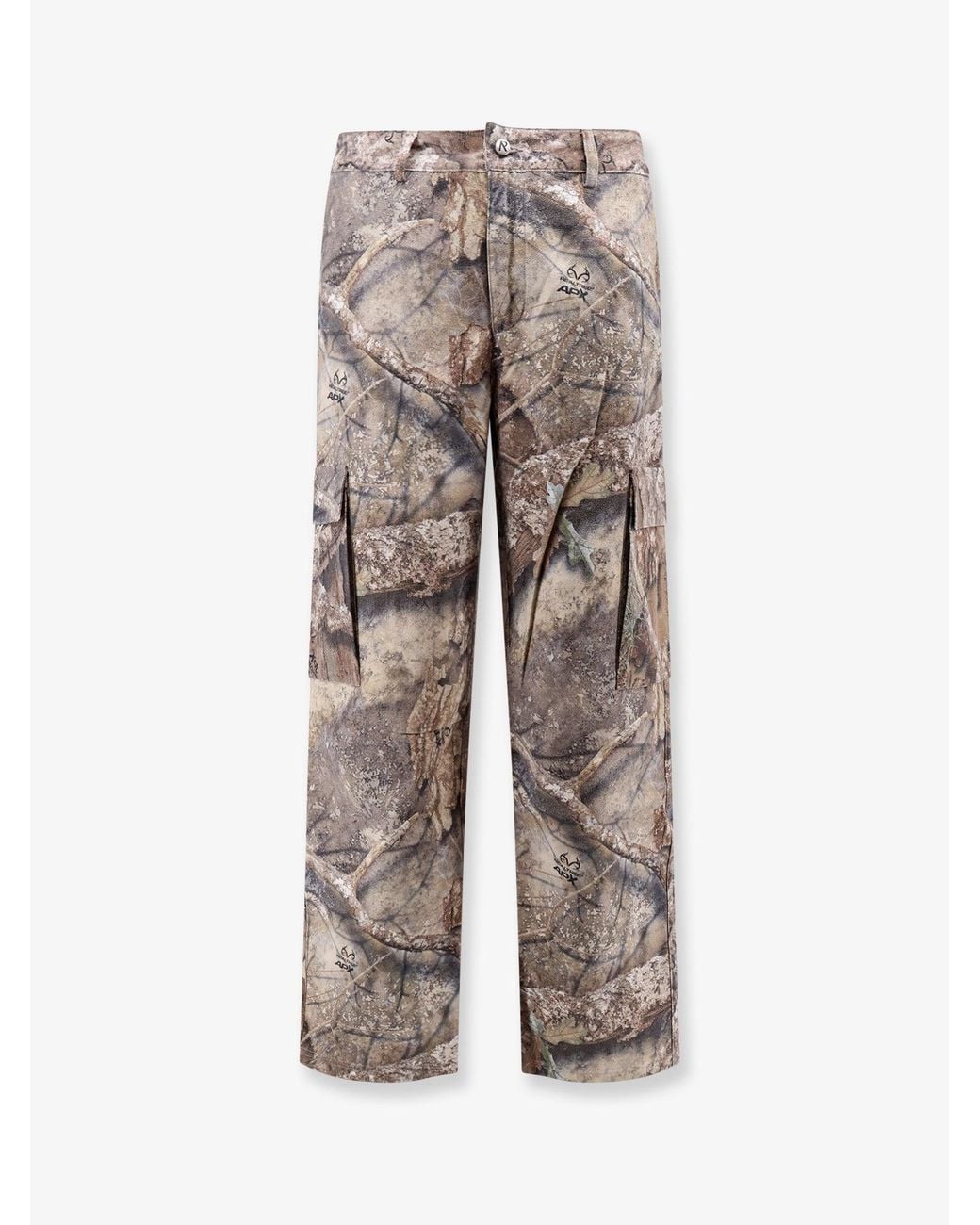 Represent Gray Cargo Trousers With Real Tree Camouflage Print for men