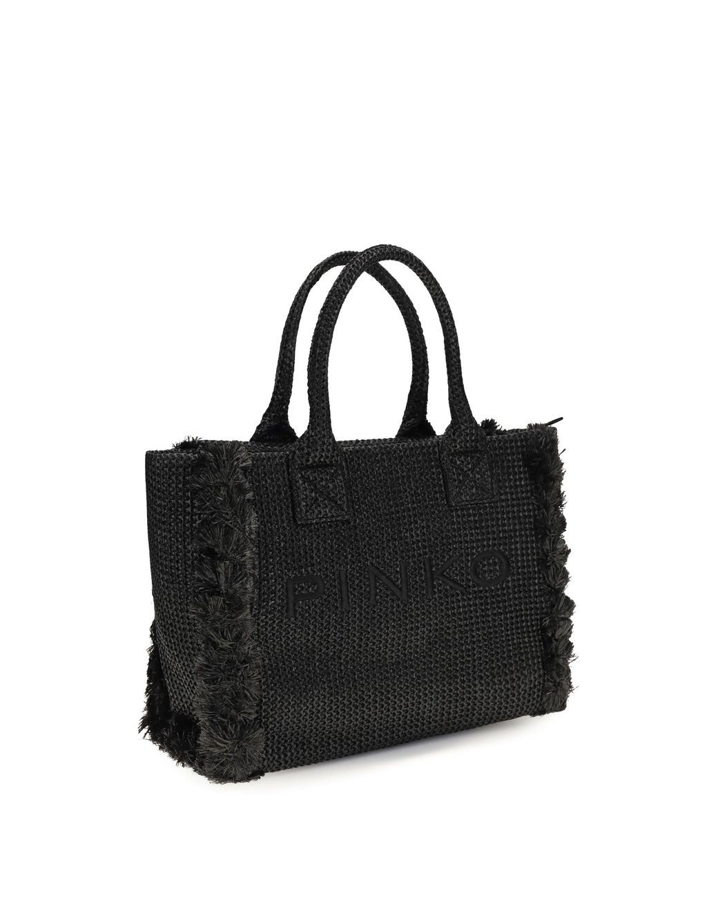 Pinko Black Raffia Tote Bag