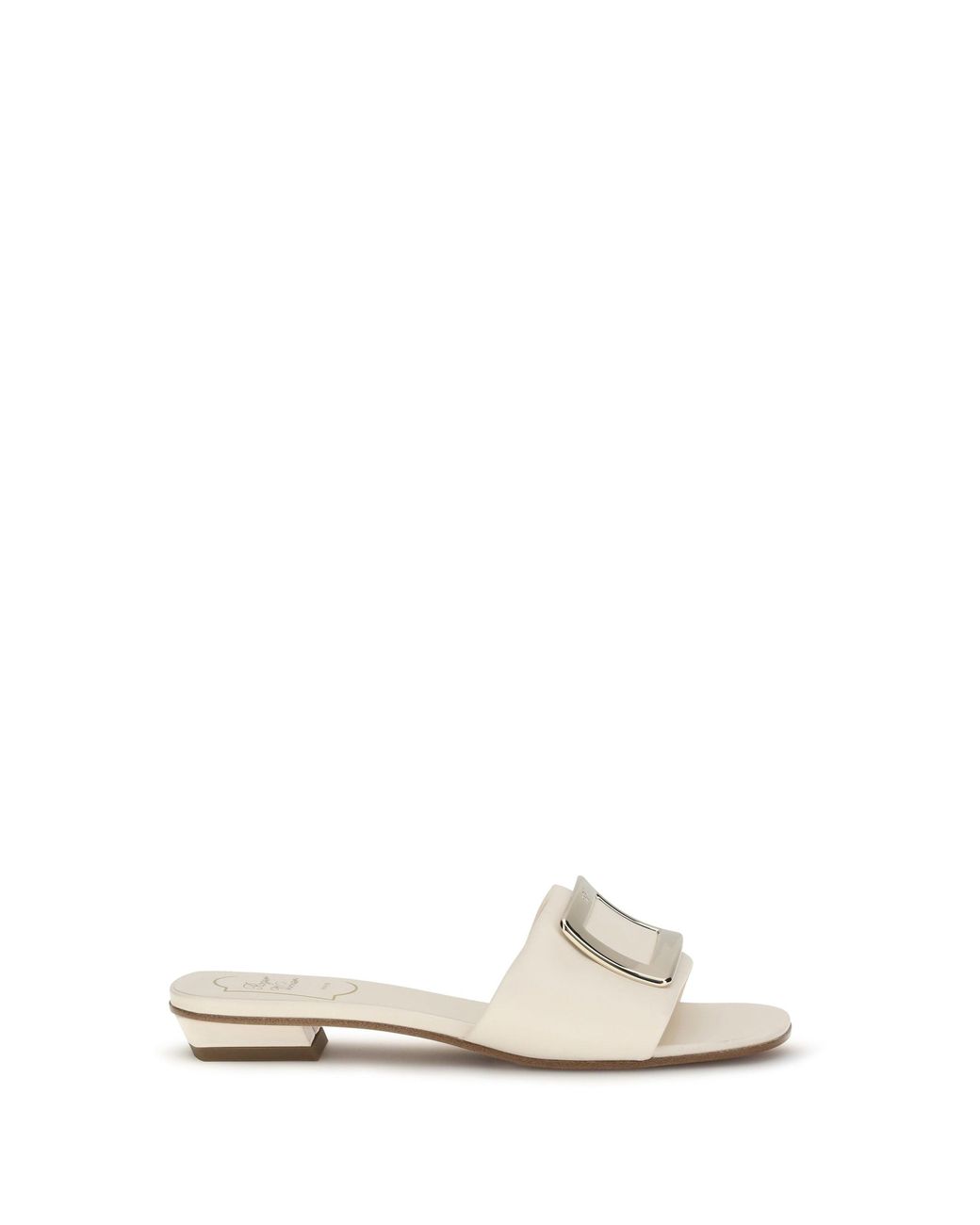 Roger Vivier White Leather Slide Sandals