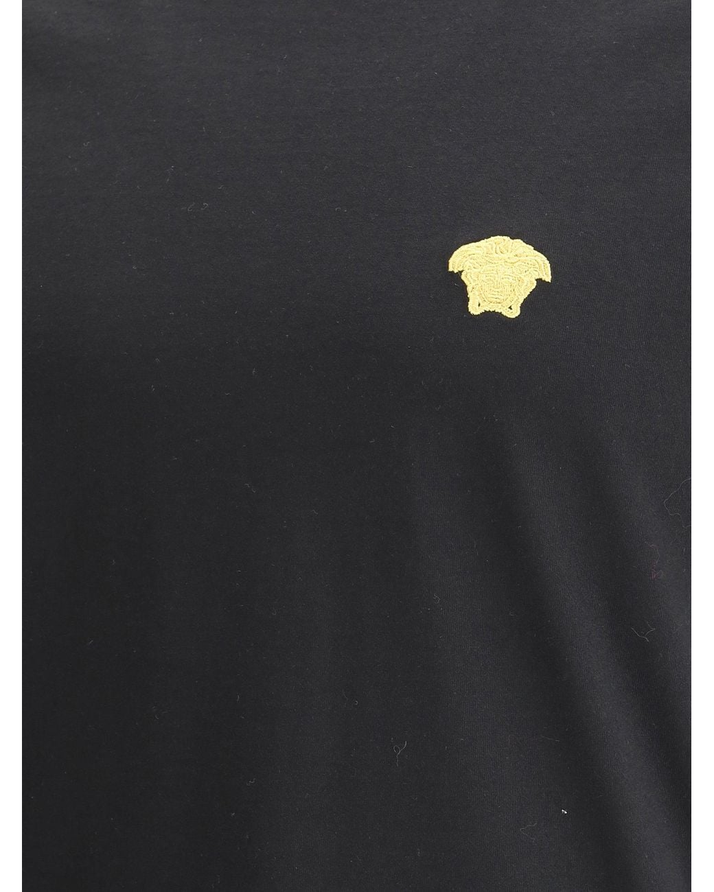 Versace Black T-Shirt With Iconic Logo Embroidered On The Chest for men