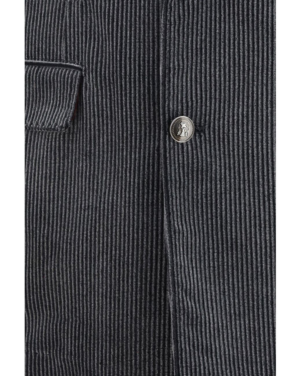 Brunello Cucinelli Gray Ribbed Double-Breasted Suit for men