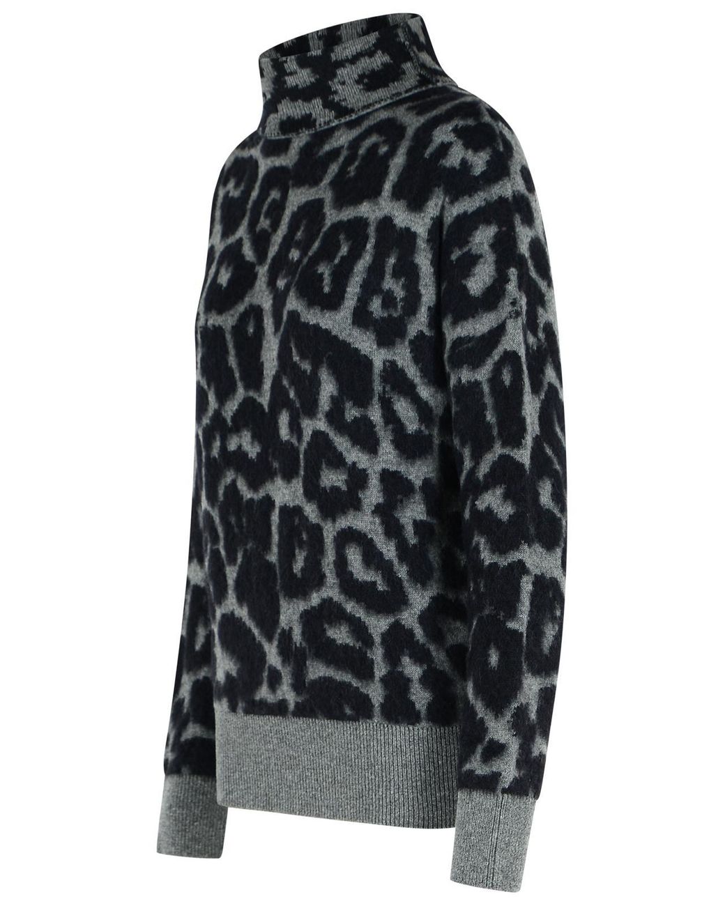 Stella McCartney Gray Wool Leopard Print Jumper