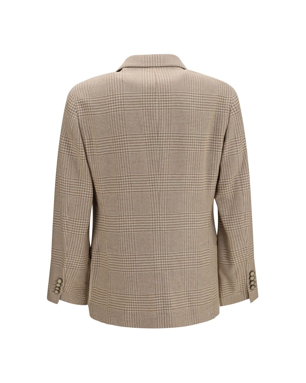 Brunello Cucinelli Brown Single Breasted Checked Blazer for men