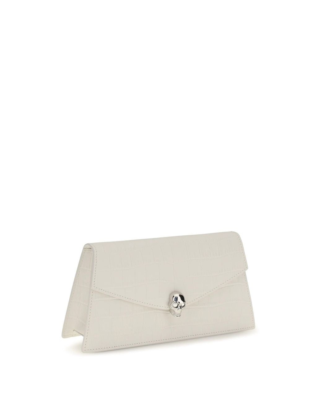 McQueen White Mini Skull Clutch