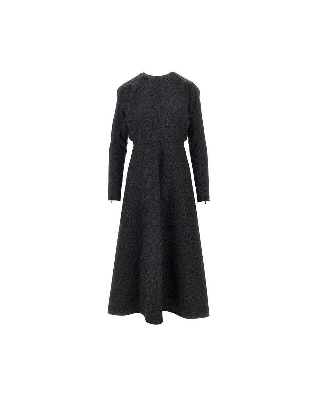 Victoria Beckham Black Wool Dolman Midi Dress