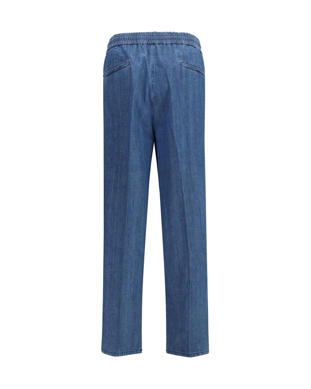 Brunello Cucinelli Blue Pants Lightweight Denim With Drawstring And Double Pleats Medium Cotton Trousers for men