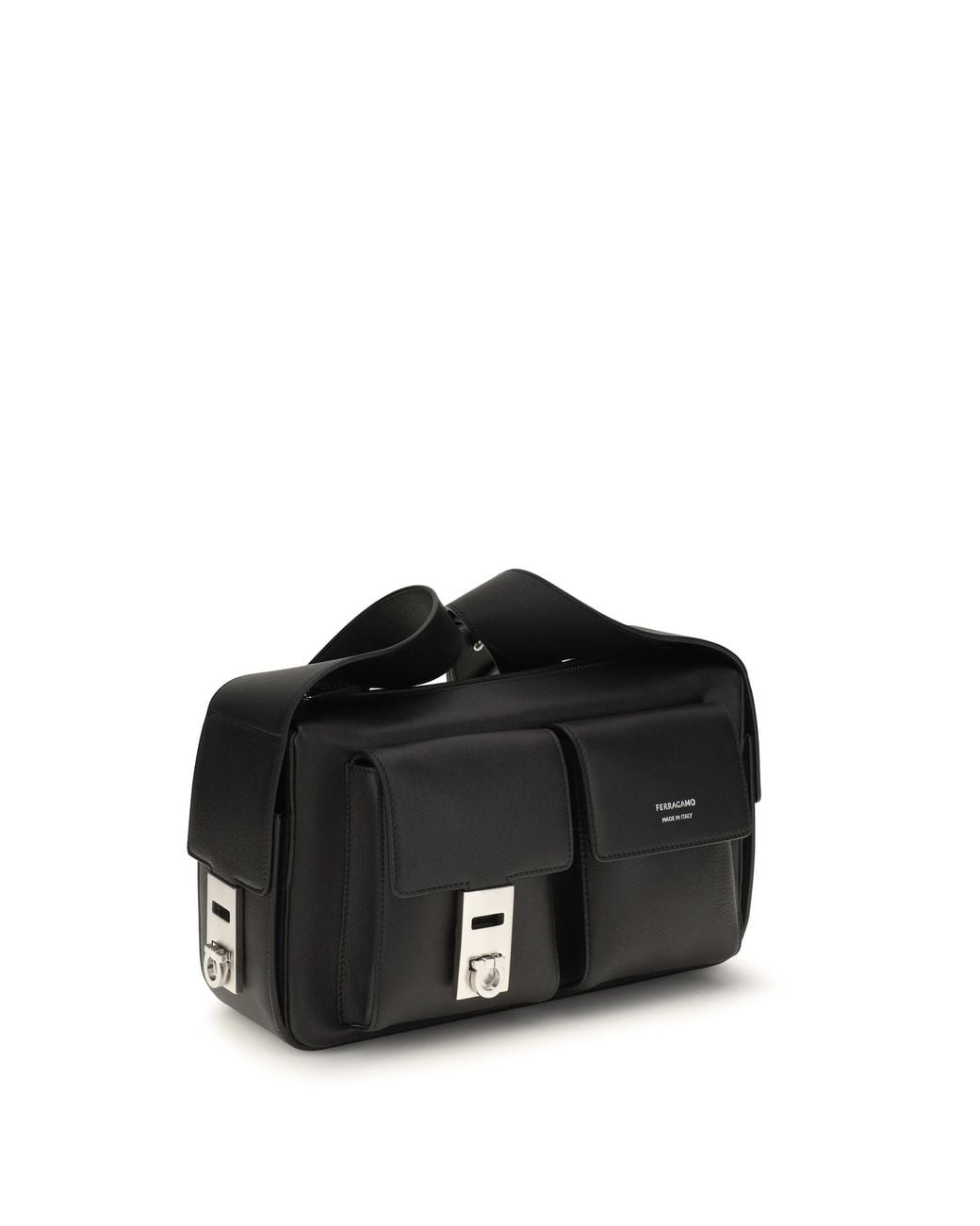 Ferragamo Black Hug Buckle Utility Shoulder Bag Nero for men
