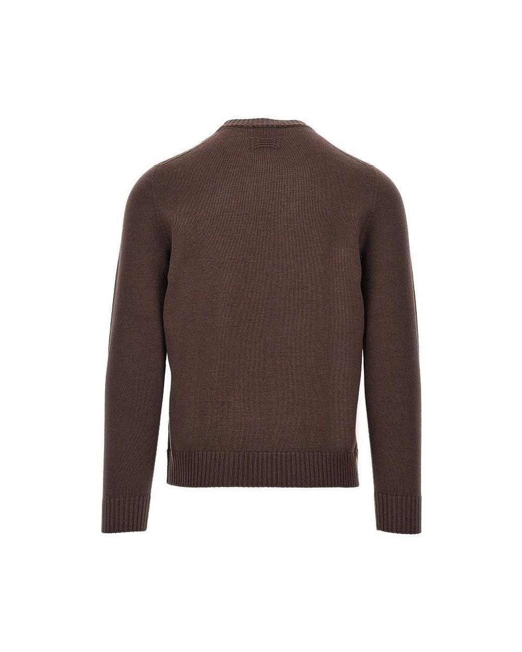 Drumohr Brown Merino Wool Knitted Sweater for men