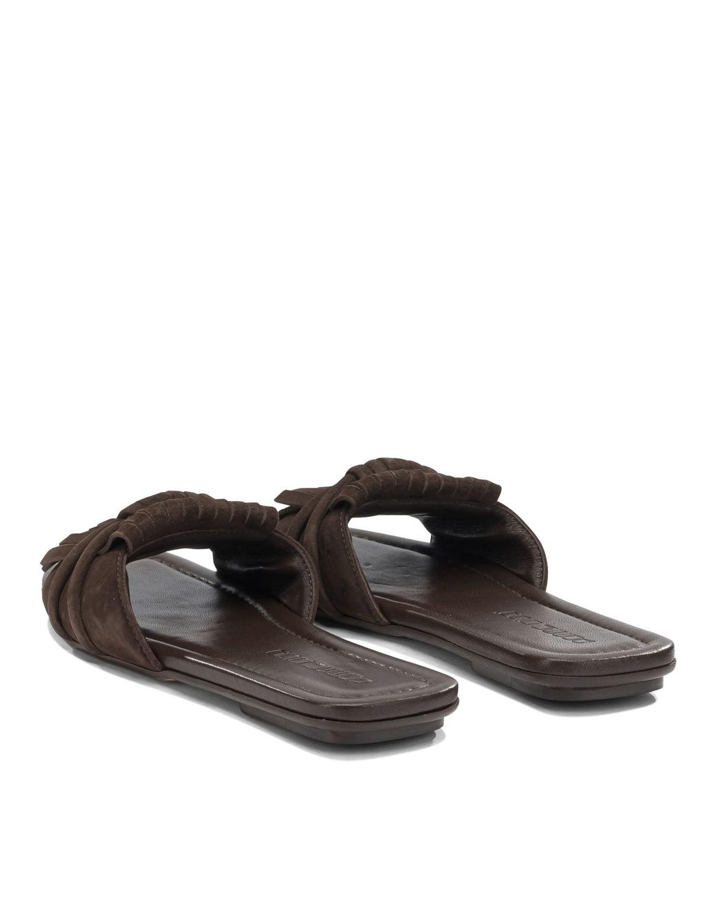 Pomme D'or Black Slide In Pelle Scamosciata Sandals Brown