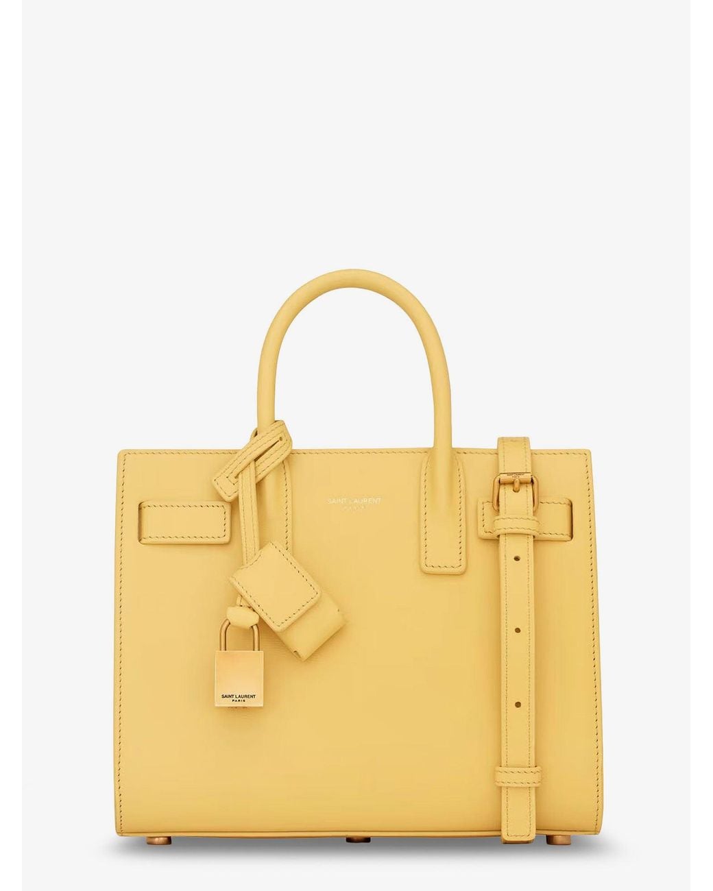 Saint Laurent Yellow Sac De Jour Nano Leather Crossbody Bag