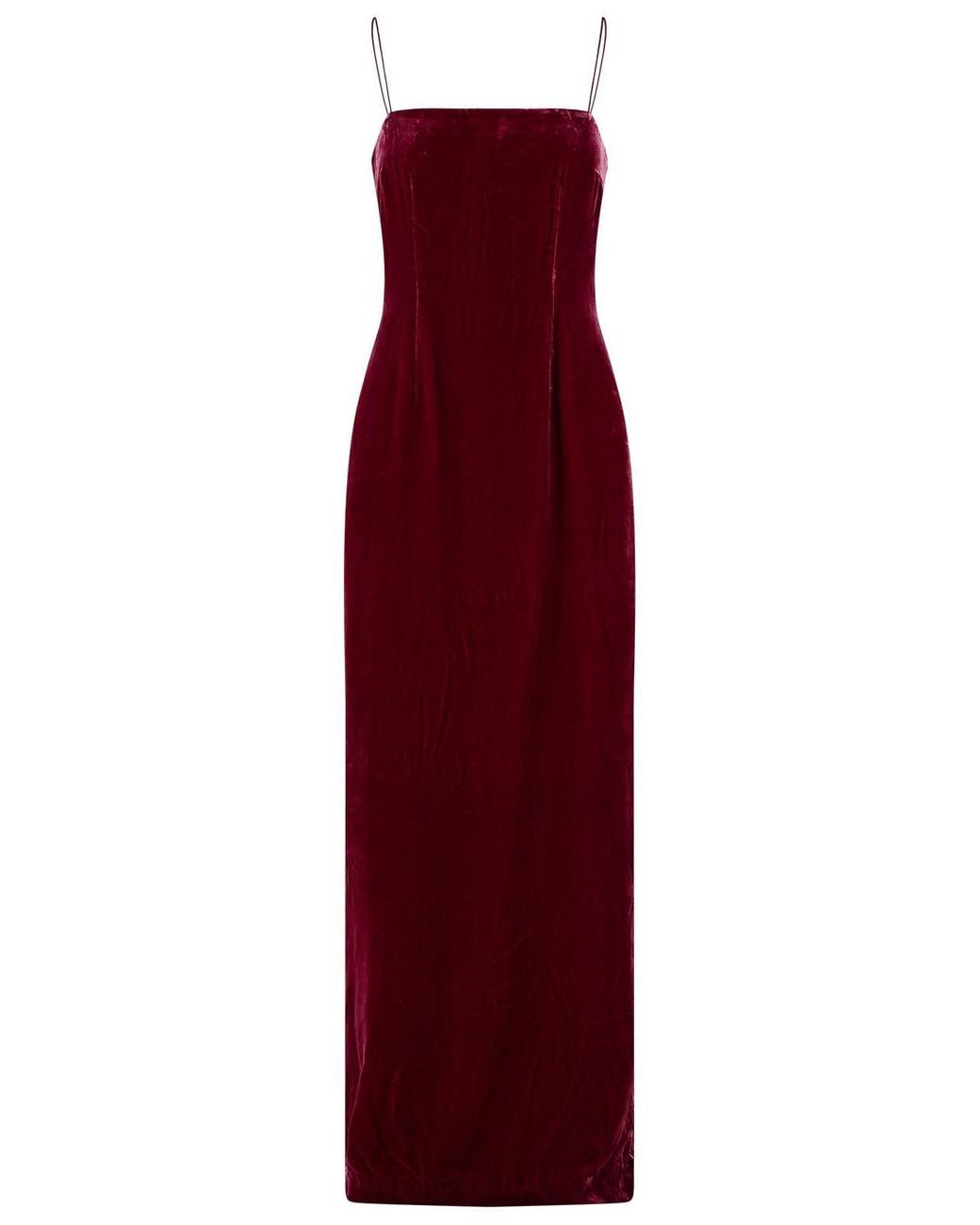 ROTATE BIRGER CHRISTENSEN Red Burgundy Silk Velvet Maxi Dress