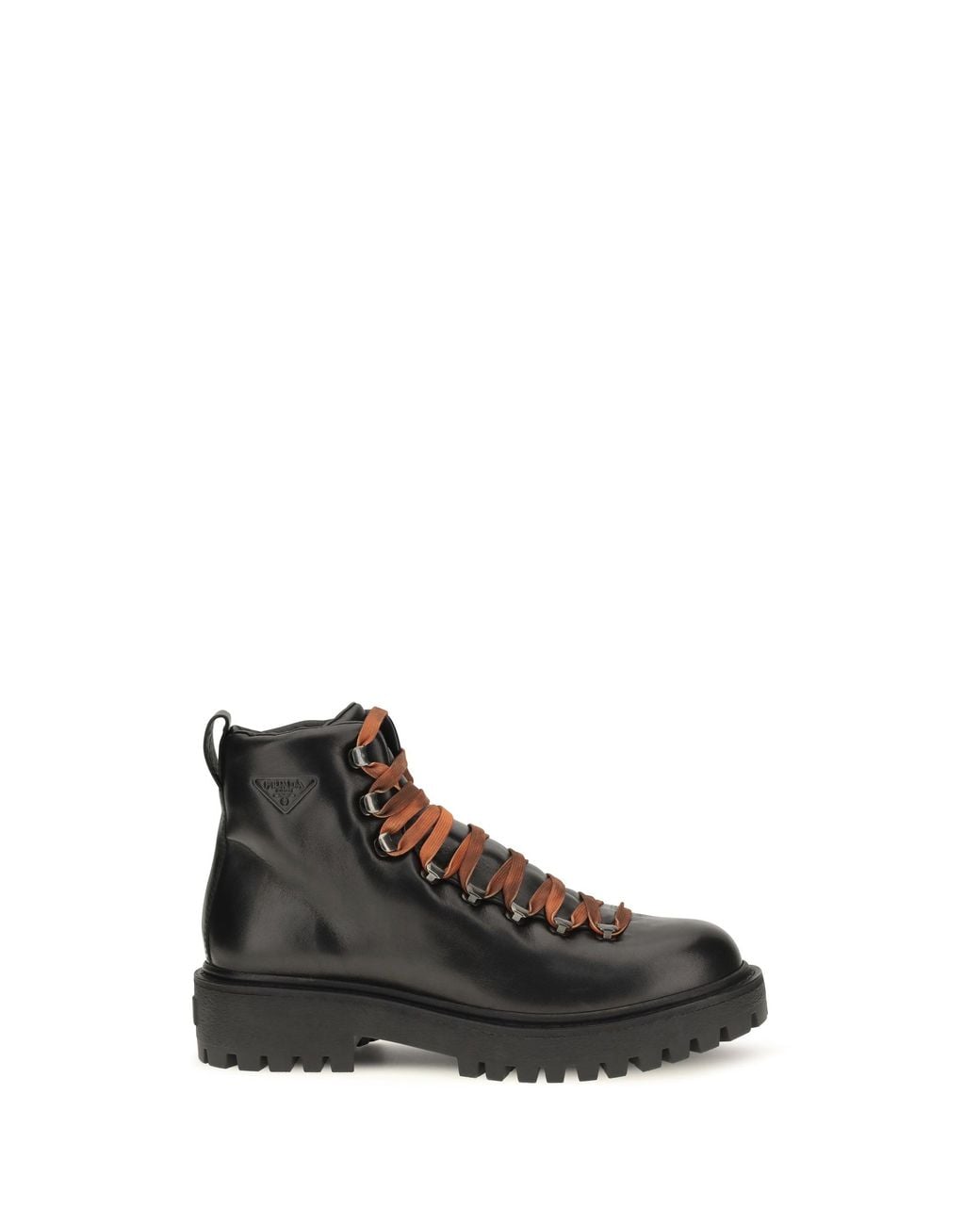 Prada Black Leather Lace-Up Ankle Boots Nero for men