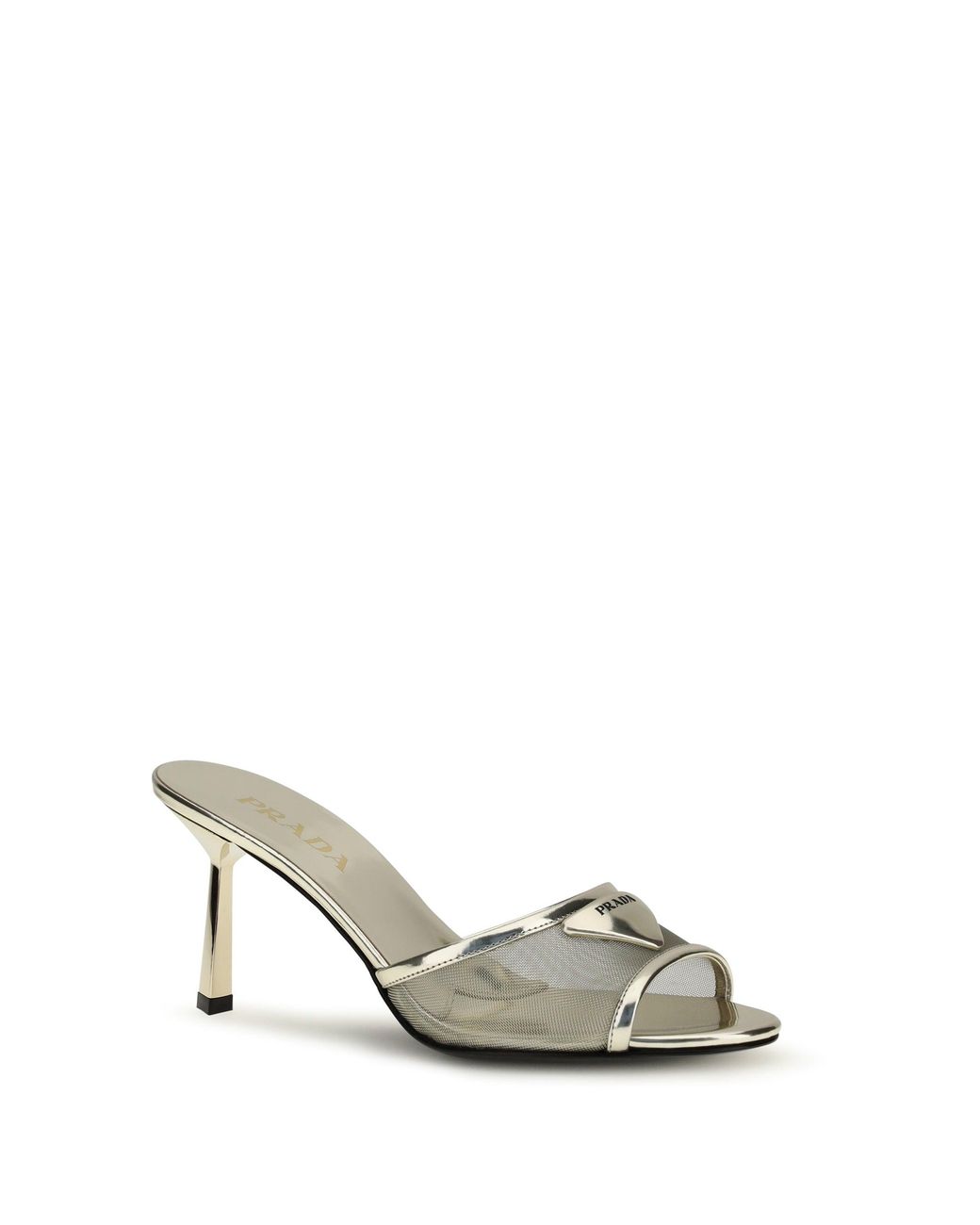 Prada Metallic Sandals With The Triangular Logo