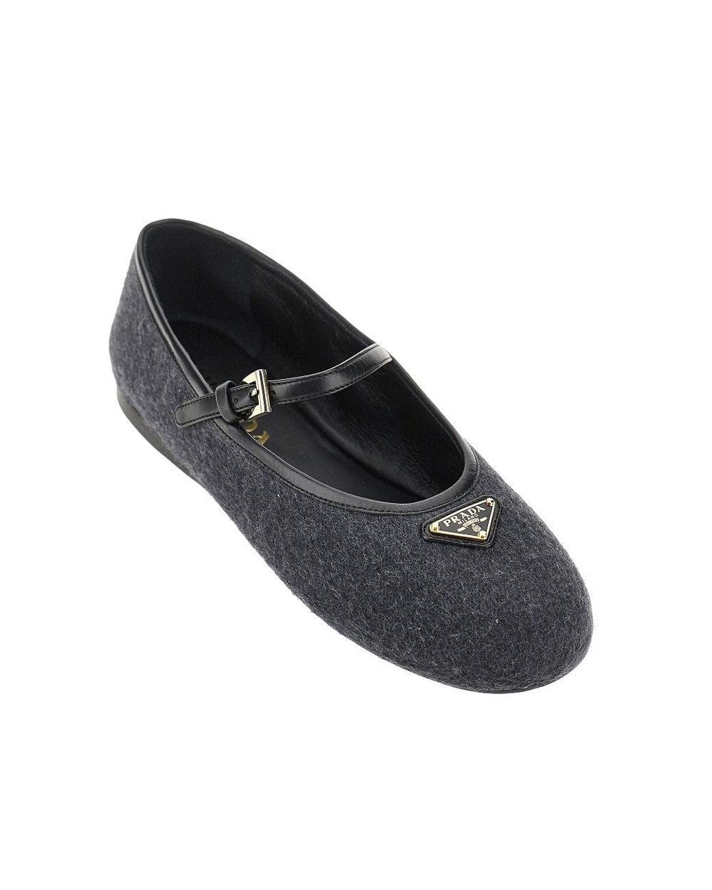 Prada Blue Wool Ballerinas With Triangle Logo