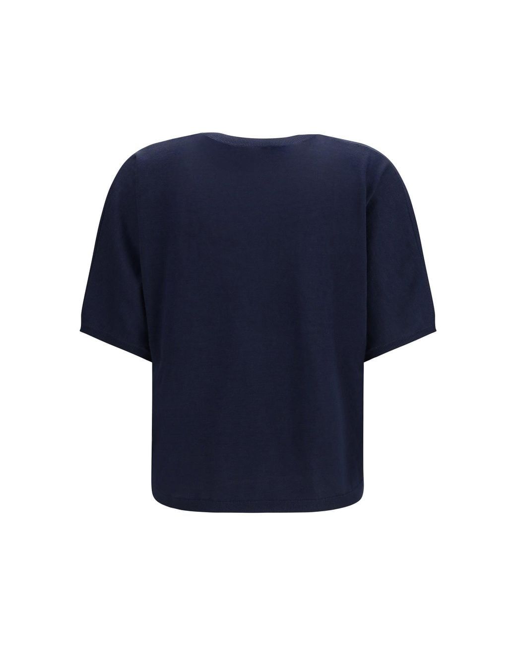 Brunello Cucinelli Blue Short-Sleeve Cashmere And Silk Sweater