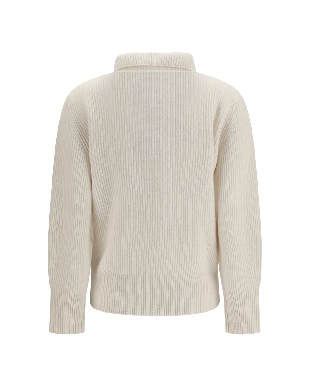 Forte_forte White Forte_Forte Wool And Cashmere Half Zip Sweater