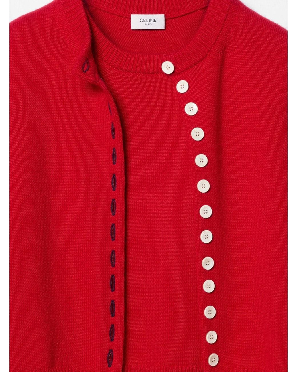 Céline Red Cashmere Cardigan