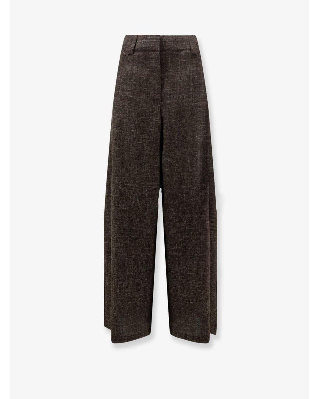 Alysi Brown Wool And Linen Blend Trousers