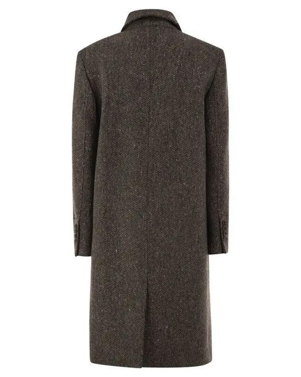 Brunello Cucinelli Black Double-Breasted Tweed Coat