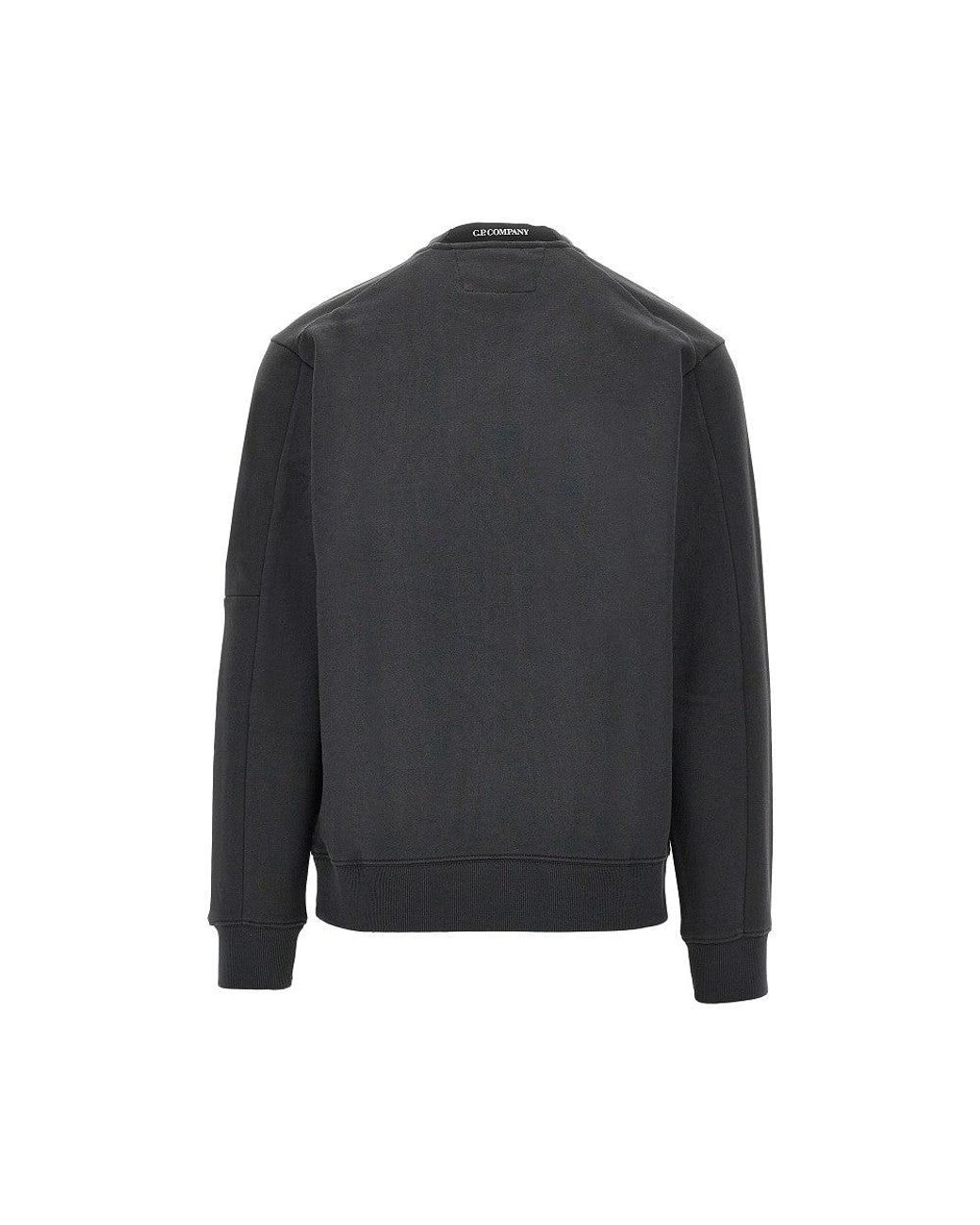 C P Company Gray Crewneck Cotton Sweatshirt With Nfc Lens for men