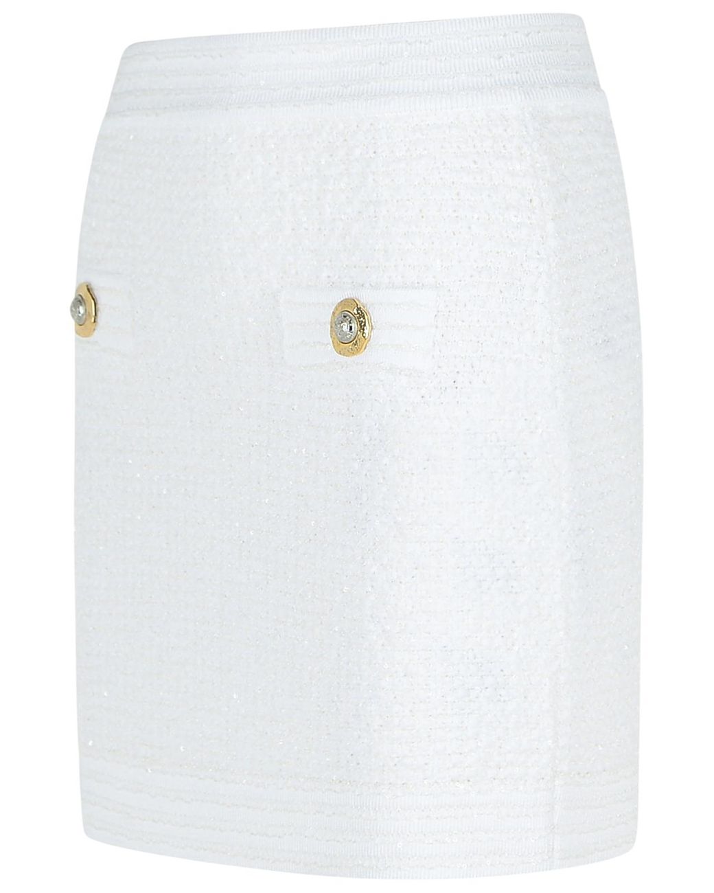Balmain White Cotton Blend Miniskirt