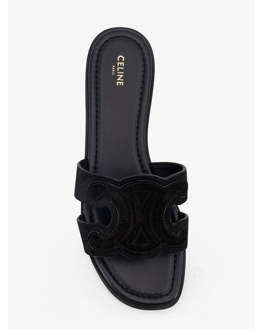 Céline Black Marina Suede Sandals With Triomphe Logo