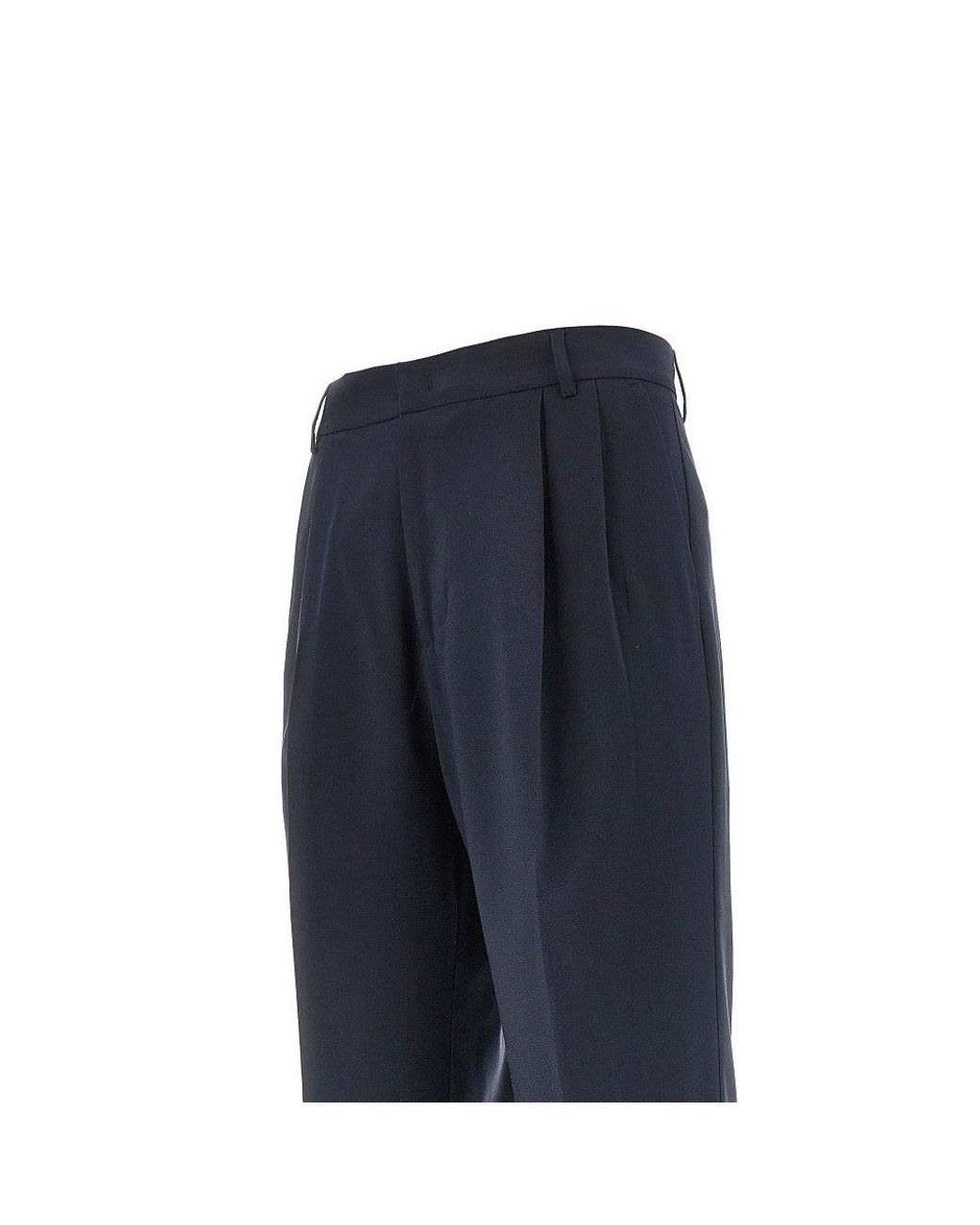 C.9.3 Blue Viscose-Blend Pants With Darts for men
