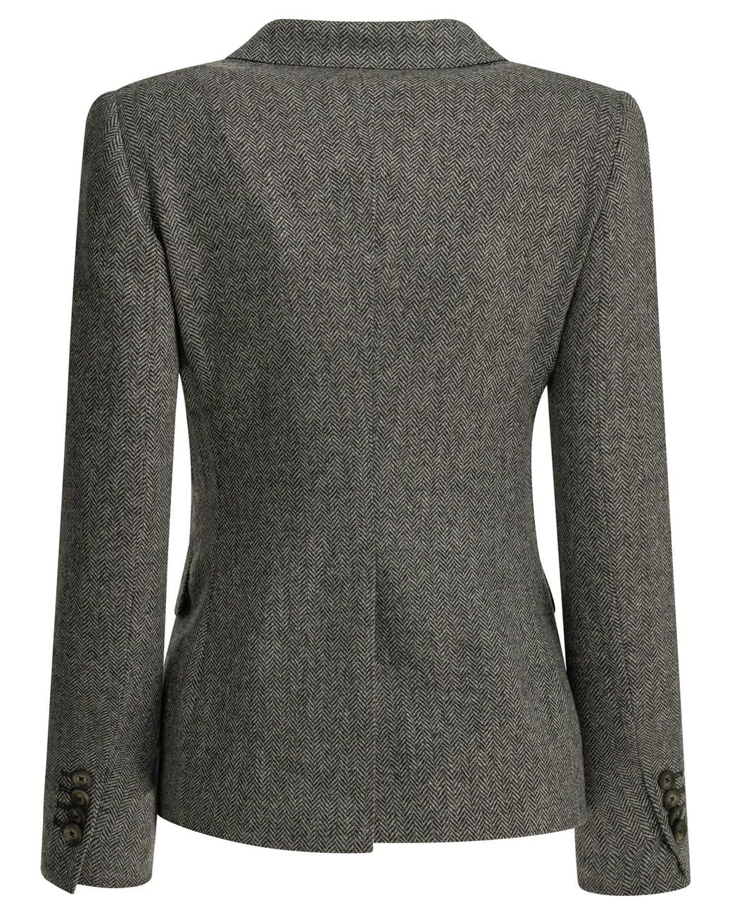 Tagliatore Black Double-Breasted Herringbone Blazer