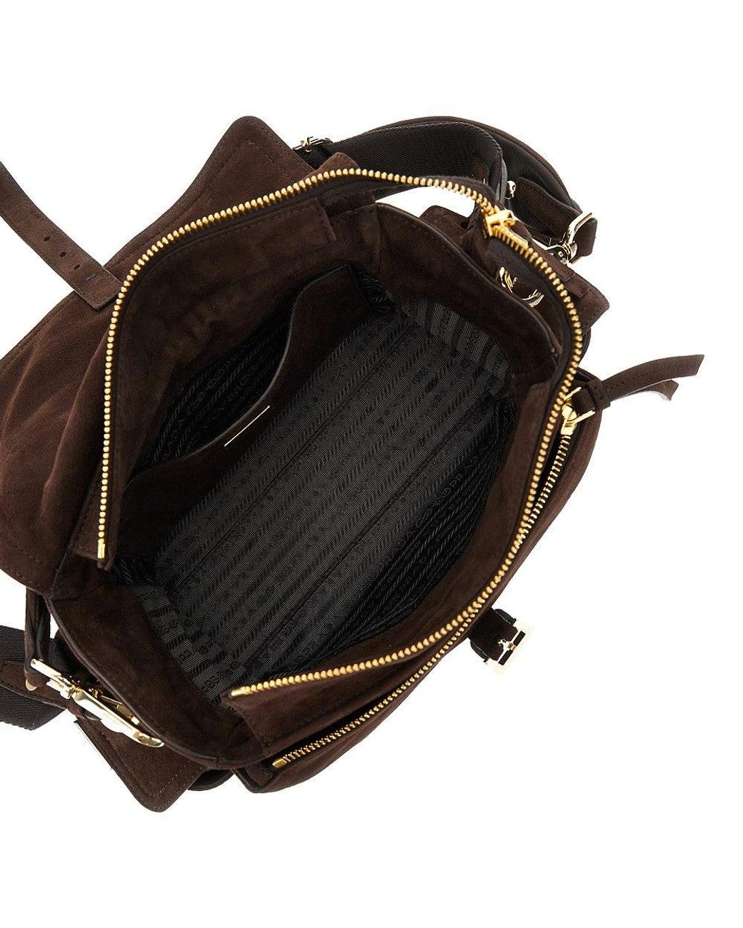 Prada Brown Suede Leather Medium Explore' Bag